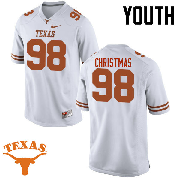 Youth #98 DAndre Christmas Texas Longhorns College Football Jerseys-White